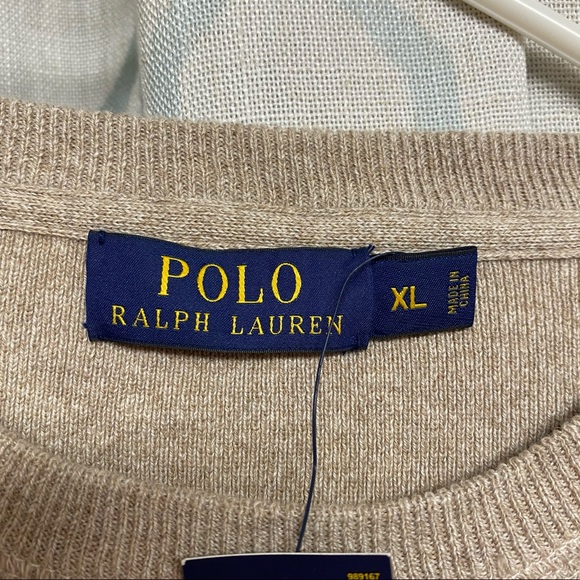 Men’s Polo Sweater Size XL NWT Oatmeal - Picture 5 of 6